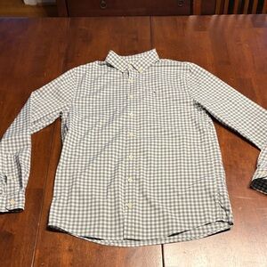 Vineyard Vines Kids Gray and White Checkered “Whale” Button Down Shirt